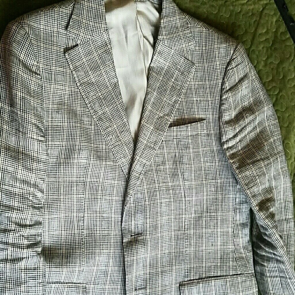 Zara linen hounds tooth plaid blazer